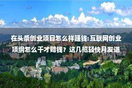 在头条创业项目怎么样赚钱:互联网创业项纲怎么干才赔钱？这几招轻快月发进过万！