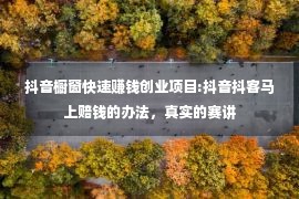 抖音橱窗快速赚钱创业项目:抖音抖客马上赔钱的办法，真实的赛讲