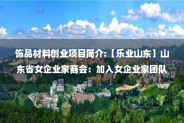 饰品材料创业项目简介:【乐业山东】山东省女企业家商会：加入女企业家团队 一起逐梦山东