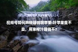 视频号如何购物赚钱啊苹果:好苹果我不卖，用来榨汁赚钱不？