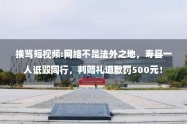 挨骂短视频:网络不是法外之地，寿县一人诋毁同行，判赔礼道歉罚500元！