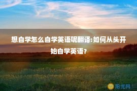 想自学怎么自学英语呢翻译:如何从头开始自学英语？