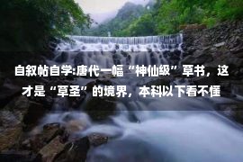 自叙帖自学:唐代一幅“神仙级”草书，这才是“草圣”的境界，本科以下看不懂