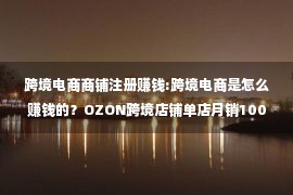 跨境电商商铺注册赚钱:跨境电商是怎么赚钱的？OZON跨境店铺单店月销100W+，一点都不难