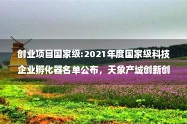 创业项目国家级:2021年度国家级科技企业孵化器名单公布，天象产城创新创业中心等企业上榜