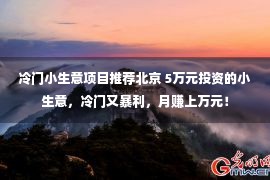 冷门小生意项目推荐北京 5万元投资的小生意，冷门又暴利，月赚上万元！