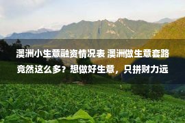 澳洲小生意融资情况表 澳洲做生意套路竟然这么多？想做好生意，只拼财力远远不够！