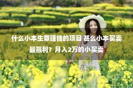 什么小本生意赚钱的项目 甚么小本买卖最赢利？月入2万的小买卖