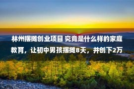 林州摆摊创业项目 究竟是什么样的家庭教育，让初中男孩摆摊8天，并创下2万元高收入