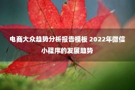 电商大众趋势分析报告模板 2022年微信小程序的发展趋势