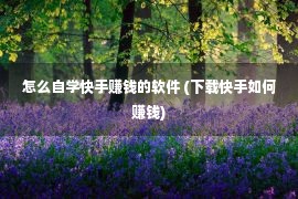 怎么自学快手赚钱的软件 (下载快手如何赚钱)