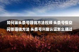 如何画头条号赚钱方法视频 头条号悟空问答赚钱方法 头条号兴趣认证怎么通过  悟空问答计划怎么赚钱