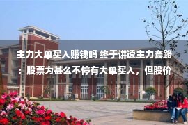 主力大单买入赚钱吗 终于讲透主力套路：股票为甚么不停有大单买入，但股价不停着落？