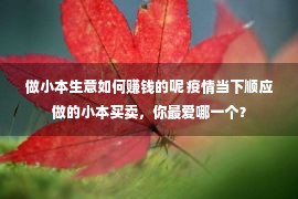 做小本生意如何赚钱的呢 疫情当下顺应做的小本买卖，你最爱哪一个？