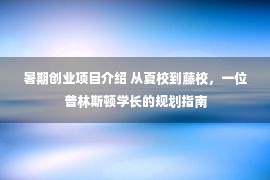 暑期创业项目介绍 从夏校到藤校，一位普林斯顿学长的规划指南