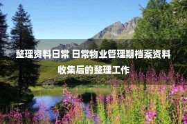 整理资料日常 日常物业管理期档案资料收集后的整理工作