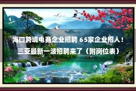 海口跨境电商企业招聘 65家企业招人！三亚最新一波招聘来了（附岗位表）