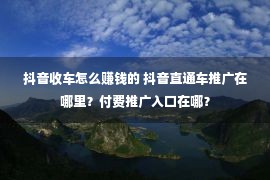 抖音收车怎么赚钱的 抖音直通车推广在哪里？付费推广入口在哪？