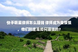 快手明星律师怎么赚钱 律师成为金馍馍，他们到底是如何赚钱的？