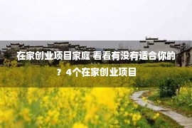 在家创业项目家庭 看看有没有适合你的？4个在家创业项目