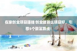 在家创业项目赚钱 创业做甚么项目好，引荐5个致富路线！