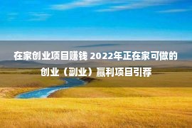 在家创业项目赚钱 2022年正在家可做的创业（副业）赢利项目引荐