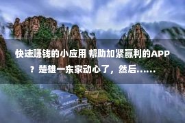 快速赚钱的小应用 帮助加紧赢利的APP？楚雄一东家动心了，然后……