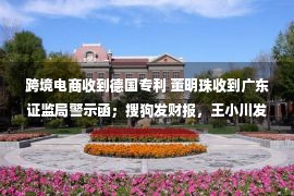 跨境电商收到德国专利 董明珠收到广东证监局警示函；搜狗发财报，王小川发内部信