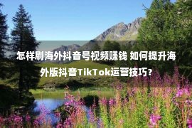 怎样刷海外抖音号视频赚钱 如何提升海外版抖音TikTok运营技巧？