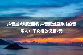 抖音最火唱歌赚钱 抖音流量里挣扎的音乐人：千次播放仅赚2元