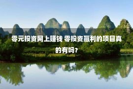 零元投资网上赚钱 零投资赢利的项目真的有吗？