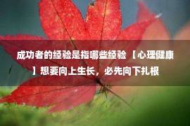 成功者的经验是指哪些经验 【心理健康】想要向上生长，必先向下扎根