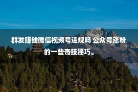 群发赚钱微信视频号违规吗 公众号涨粉的一些奇技淫巧。