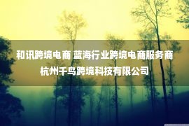 和讯跨境电商 蓝海行业跨境电商服务商杭州千鸟跨境科技有限公司