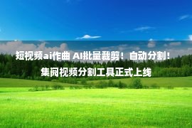 短视频ai作曲 AI批量裁剪！自动分割！ 集阅视频分割工具正式上线