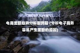 电商垄断趋势分析案例题 (分析电子商务容易产生垄断的原因)