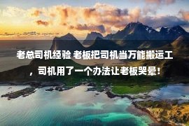 老总司机经验 老板把司机当万能搬运工，司机用了一个办法让老板哭晕！