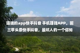 赚钱的app快手抖音 手机赚钱APP，前三甲头条快手抖音，最坑人的一个你知道吗？