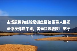 市场反弹的经验是哪些经验 离岸人民币盘中反弹逾千点，美元指数收跌！央行重磅发声：“不要赌人民币汇率单边升值或贬值，久赌必输”