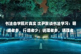 书法自学照片真实 沈尹默谈书法学习：明道者多，行道者少；说理者多，通理者少……