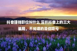 抖音赚钱职位叫什么 深扒抖音上的三大骗局，不知道的是你吃亏