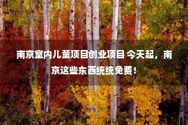 南京室内儿童项目创业项目 今天起，南京这些东西统统免费！