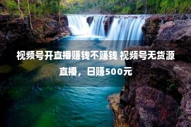 视频号开直播赚钱不赚钱 视频号无货源直播，日赚500元