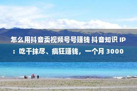 怎么用抖音卖视频号号赚钱 抖音知识 IP：吃干抹尽、疯狂赚钱，一个月 3000 万。