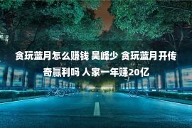 贪玩蓝月怎么赚钱 吴峰少 贪玩蓝月开传奇赢利吗 人家一年赚20亿