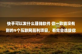 快手可以发什么赚钱软件 你一致猜没有到的9个互联网赢利项目，看完会选拔你对付赢利的认知