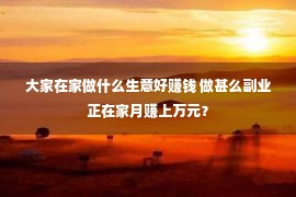 大家在家做什么生意好赚钱 做甚么副业正在家月赚上万元？