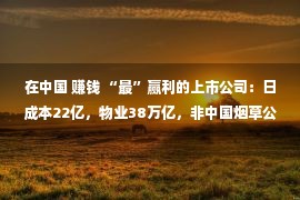 在中国 赚钱 “最”赢利的上市公司：日成本22亿，物业38万亿，非中国烟草公司