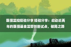 医保监控经验分享 经验分享：启动近两年的医保基金监管创新试点，破局之路在何方?