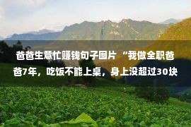 爸爸生意忙赚钱句子图片 “我做全职爸爸7年，吃饭不能上桌，身上没超过30块钱”，爸爸委屈哭诉，妈妈们的反应亮了